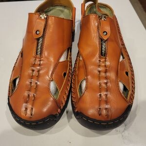Men's Tan Leather Slip-On Shoes